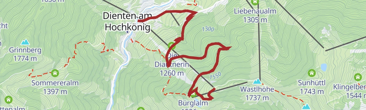 Route map: Bike & Hike Bürglalmbahn-Ahornstein TEIL BIKE